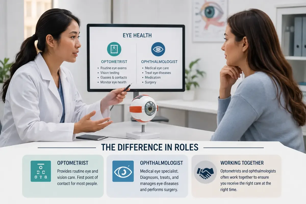 Difference between an ophthalmologist and an optometrist