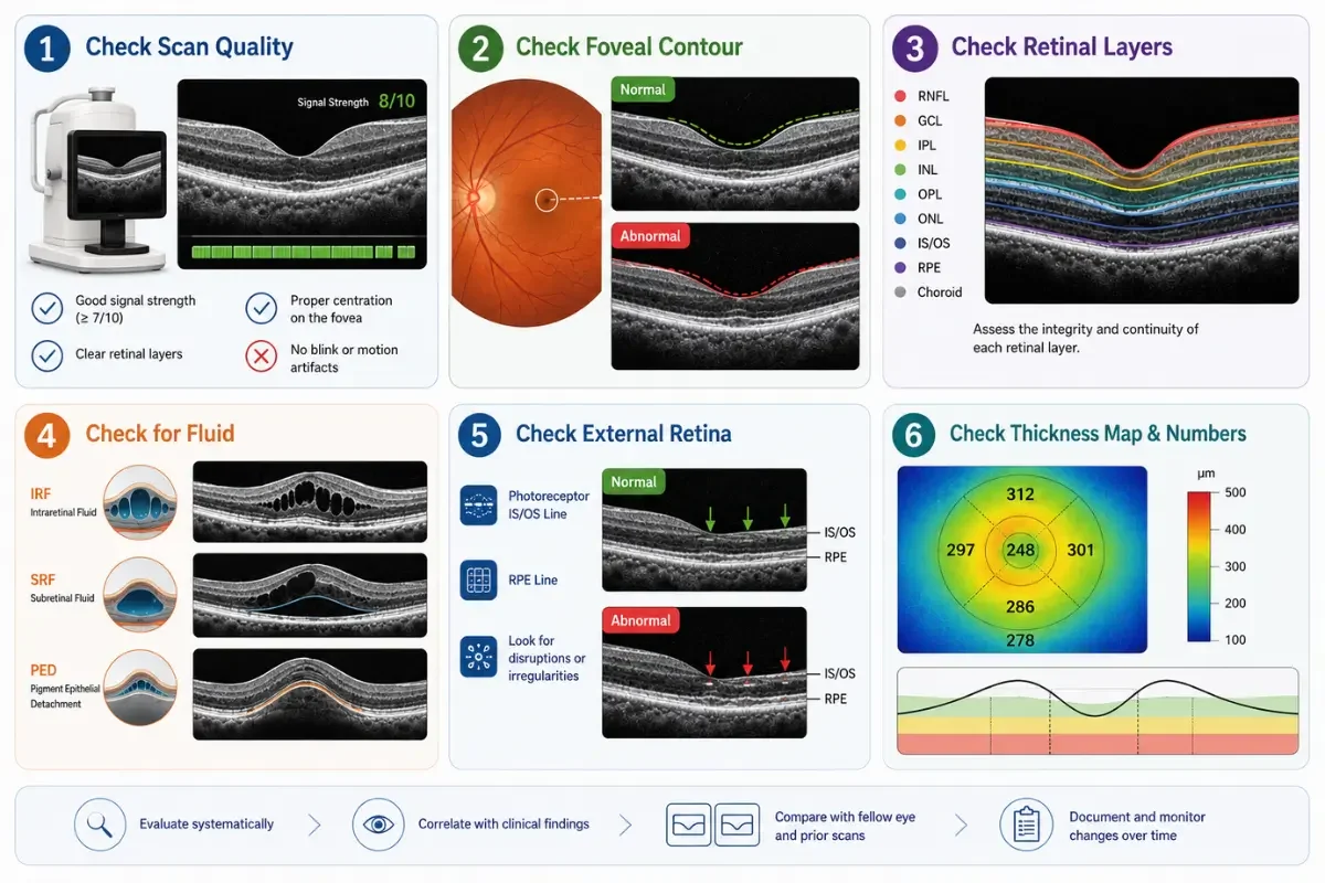 Six key things to check when reading a macular OCT scan