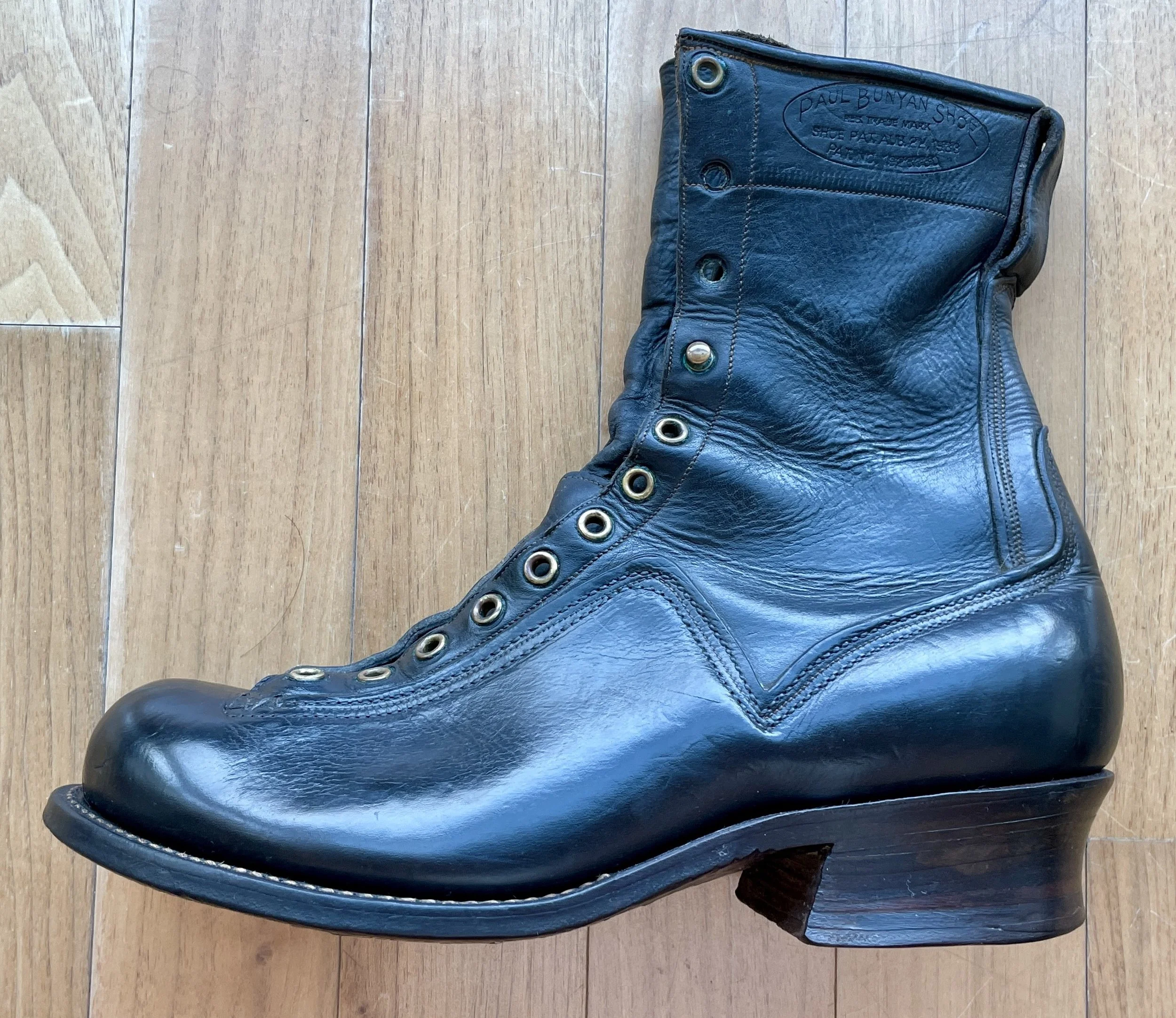 Paul Bunyan logger boot by Bone-Dry. A long-term candidate for future reconstruction.