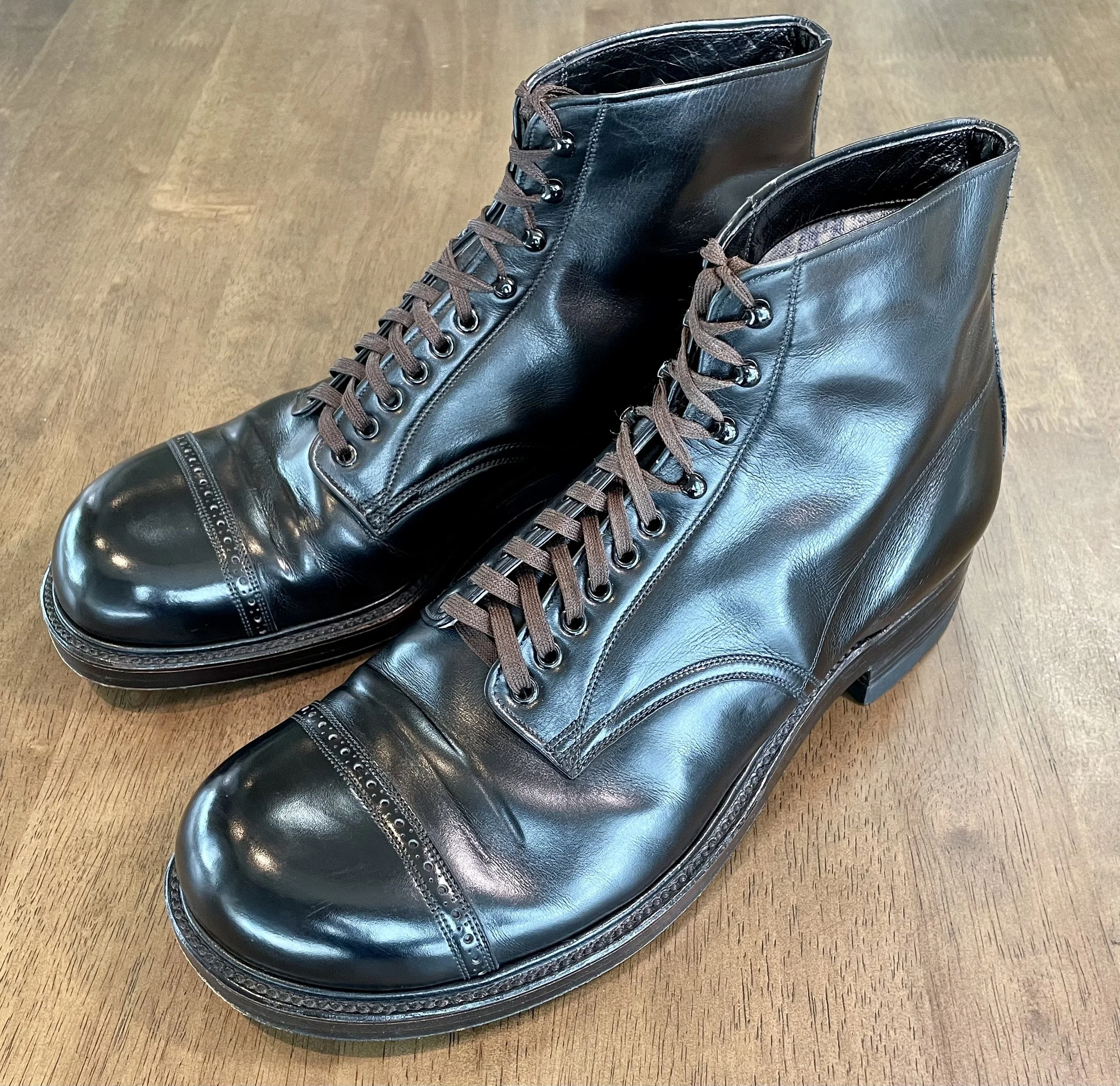 Morse & Rogers Sundial boot, c. 1930s, shown in quarter profile as a reference for early American boot proportions.