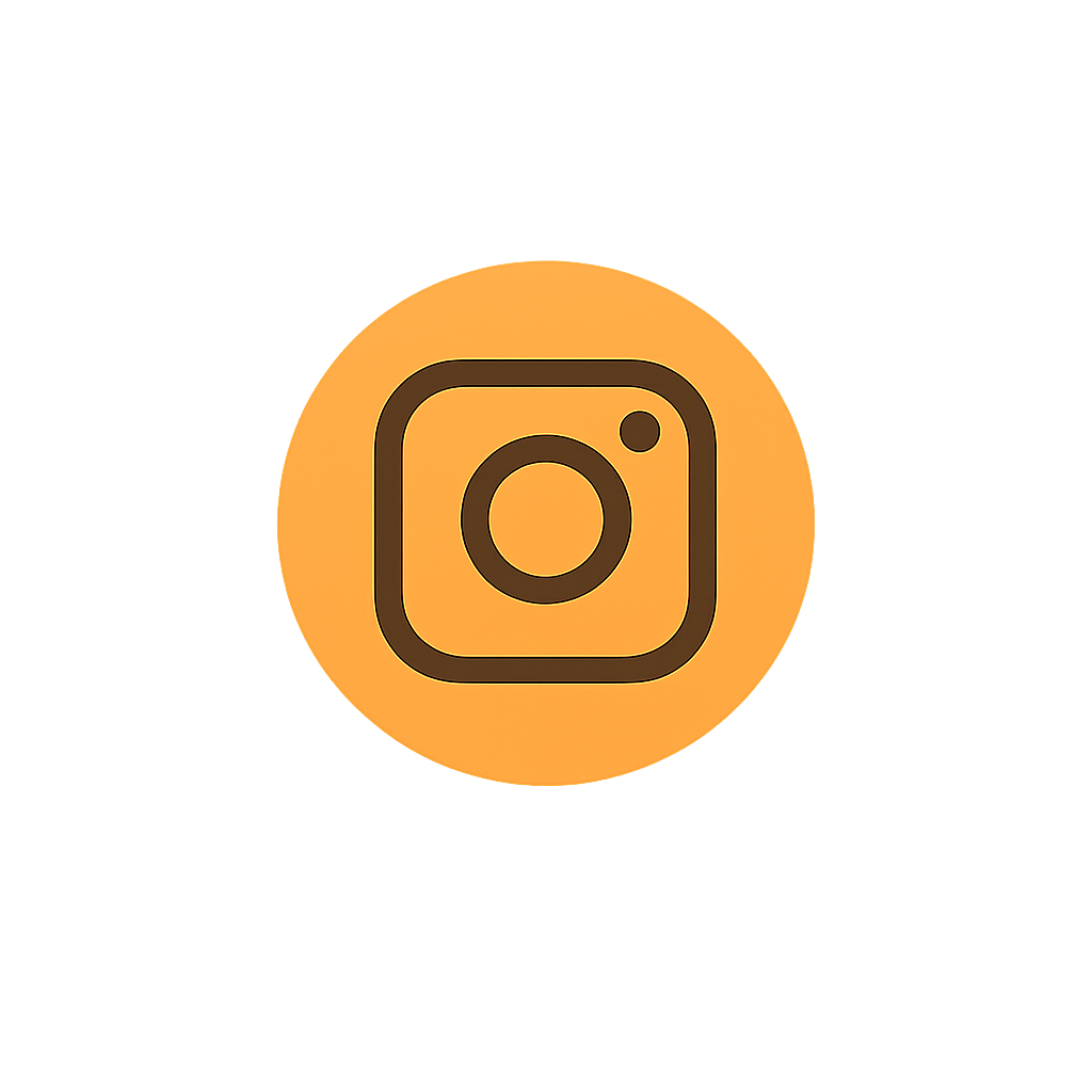 Instagram logo icon with a gold background and a black outline.