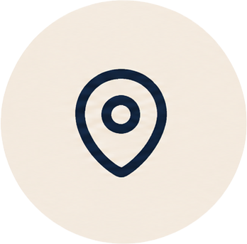 Icon of a location pin on a white background.