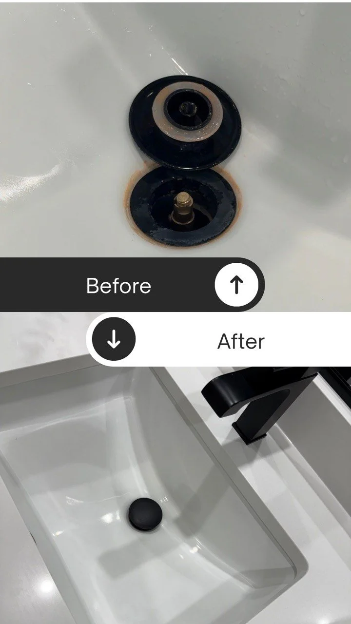 Professional bathroom sink rust and scale cleaning results