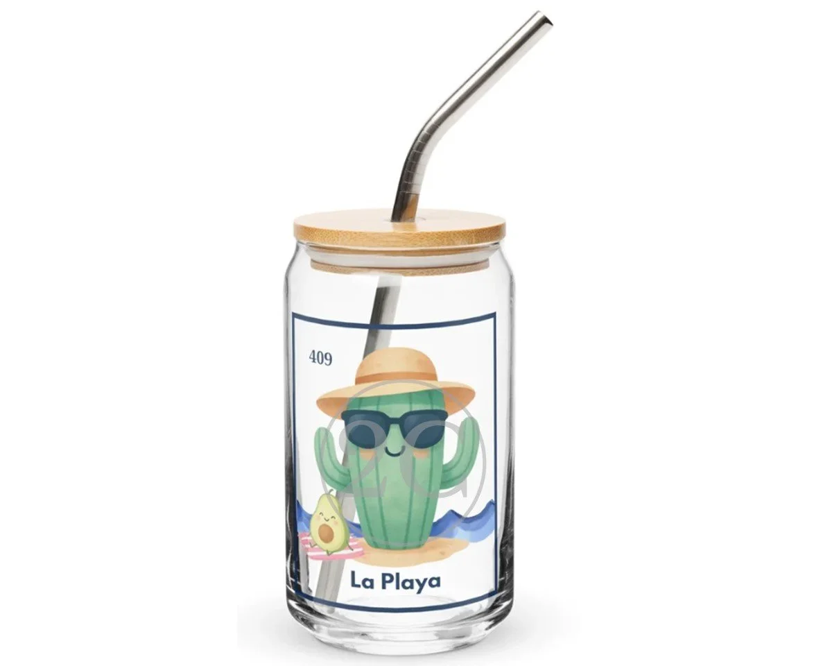 La Playa with Beach Cactus Can-shaped glass