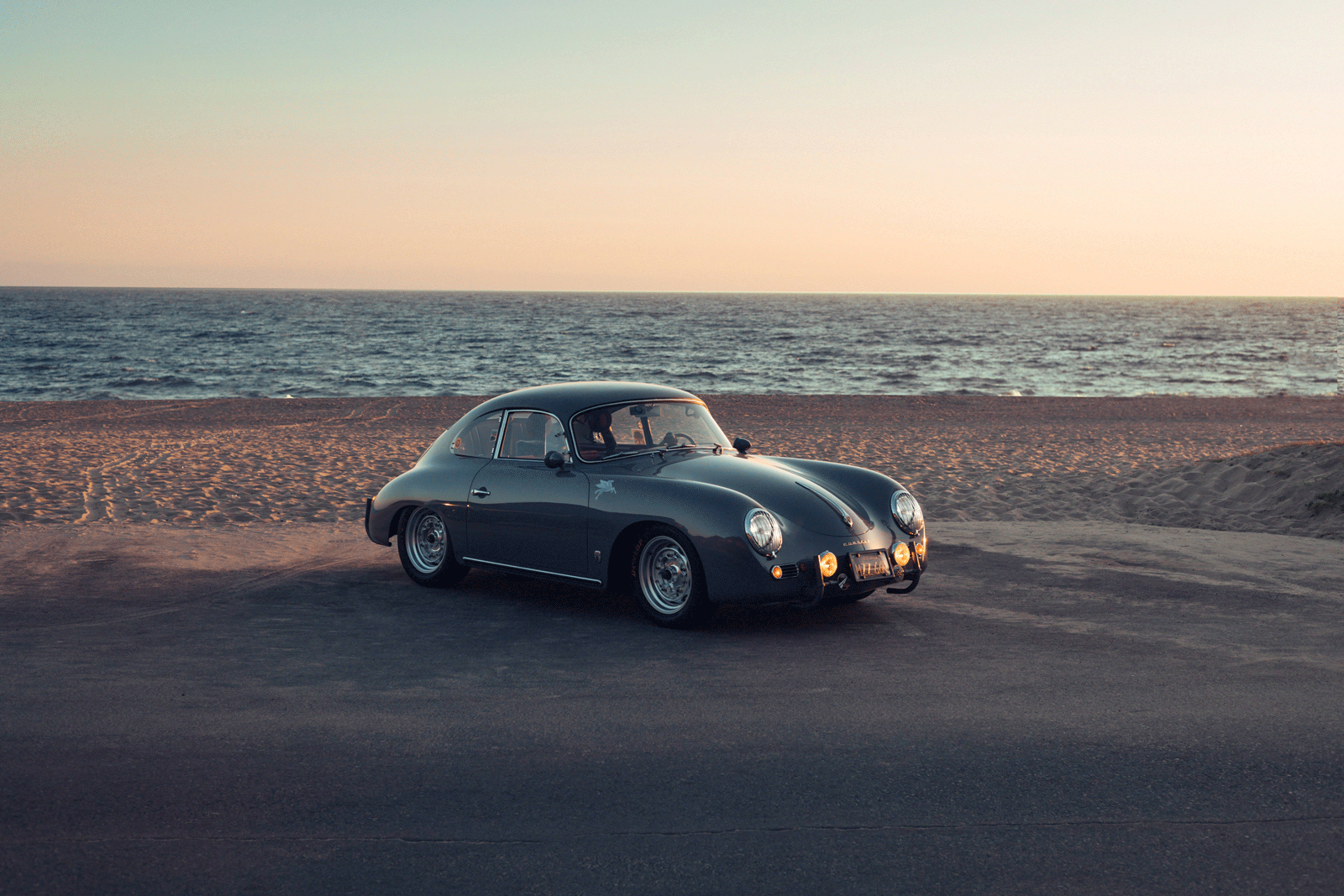 Beautiful and scenic editorial automotive photography of a Porsche 356 in Malibu.