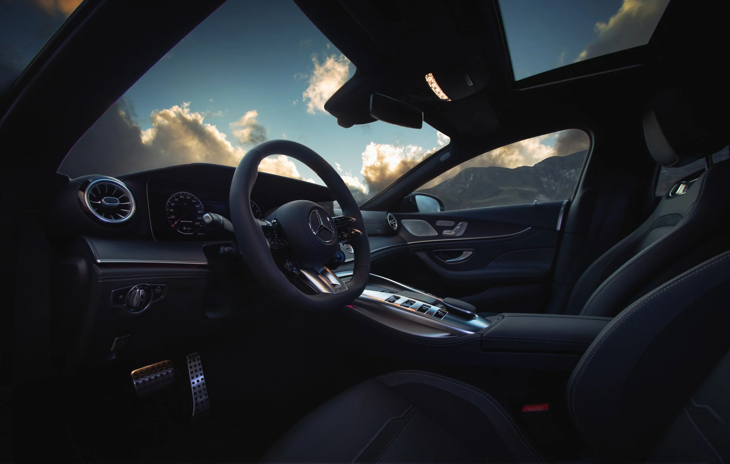 Mercedes-AMG S 63 automotive interior photography showcasing the luxury cockpit and performance design