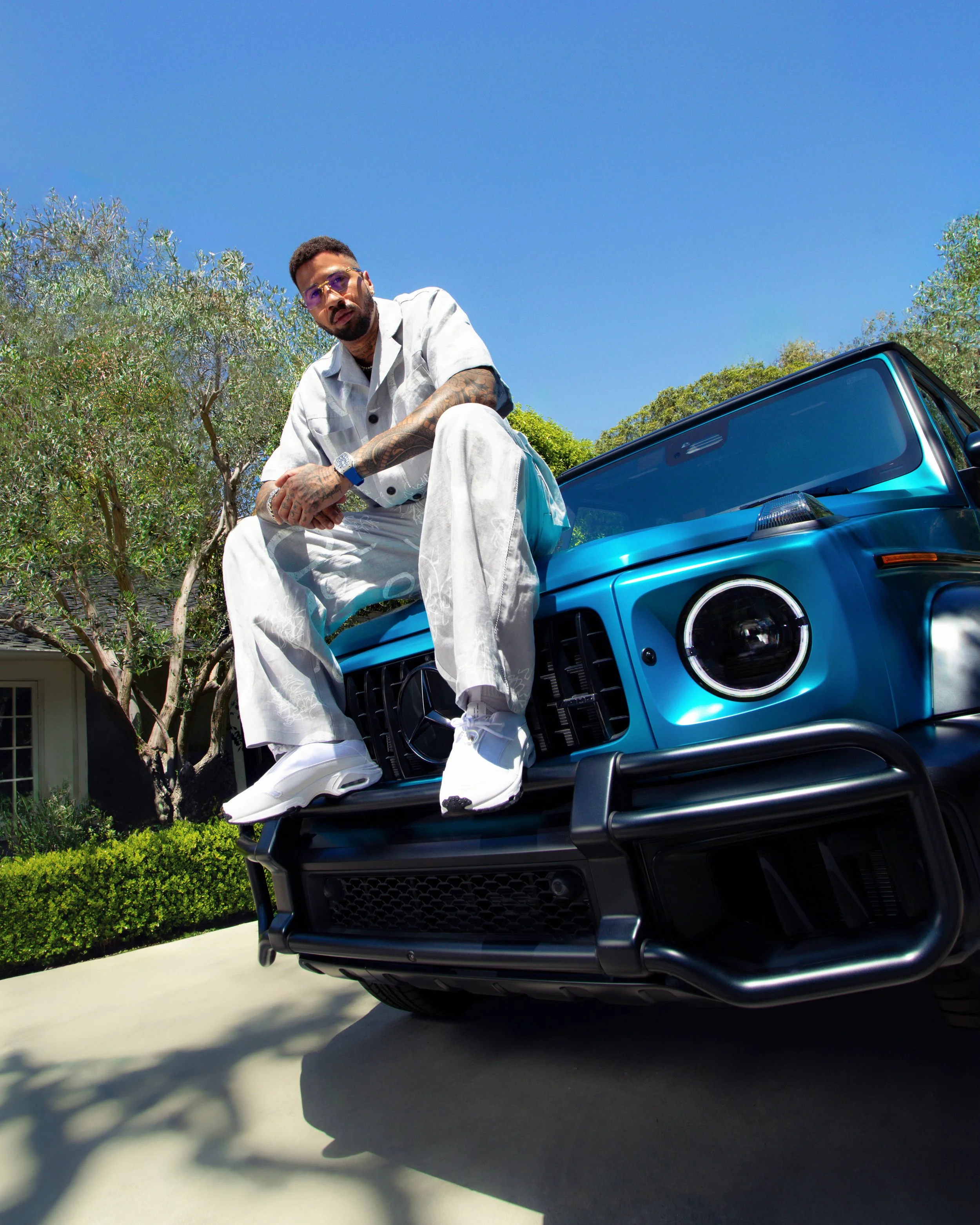 Mercedes-AMG automotive advertising photography featuring Miles Chamley-Watson with the G 63 AMG