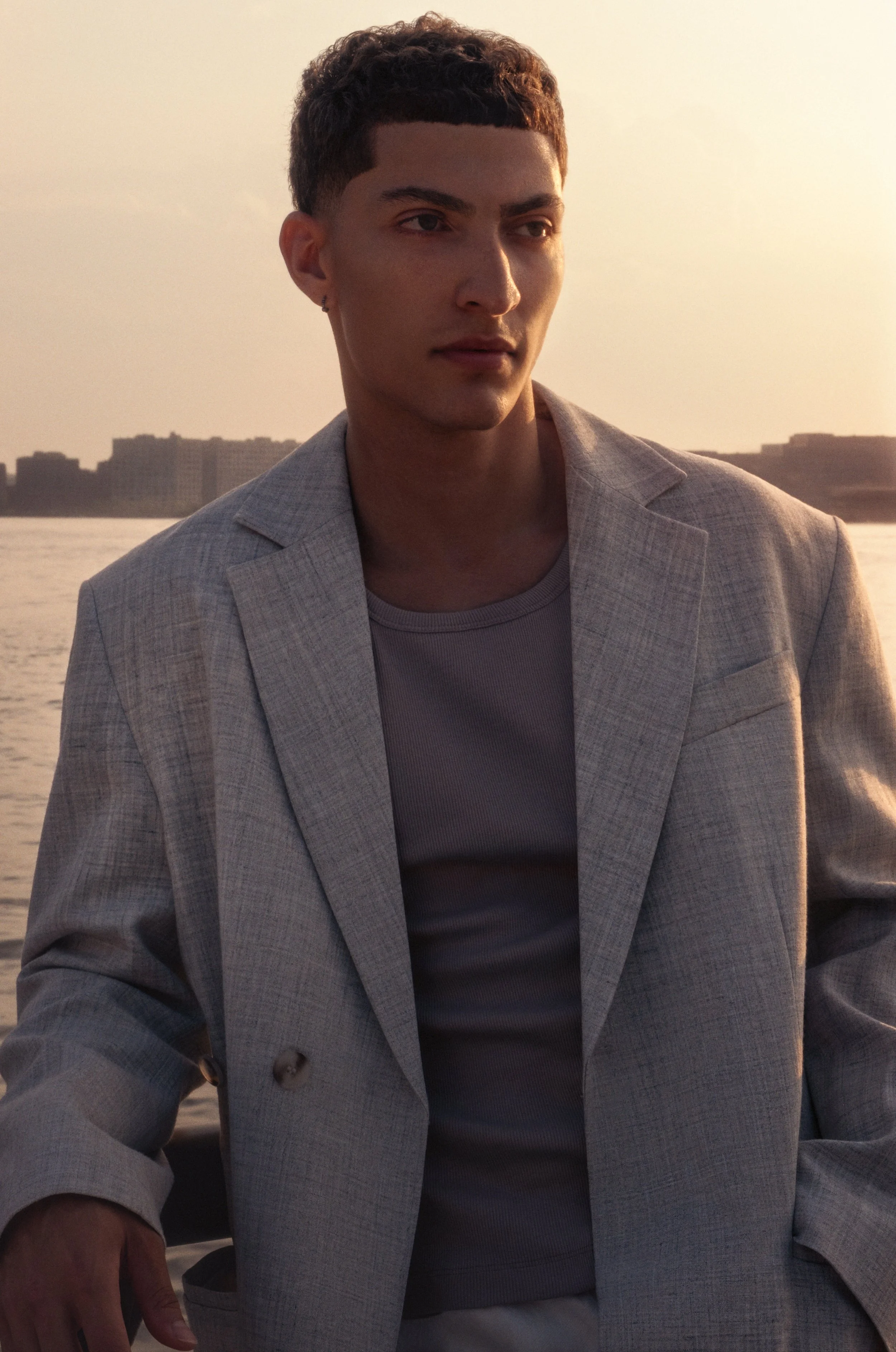 Male talent portrait photographed at sunset for the Audi e-tron automotive CGI campaign