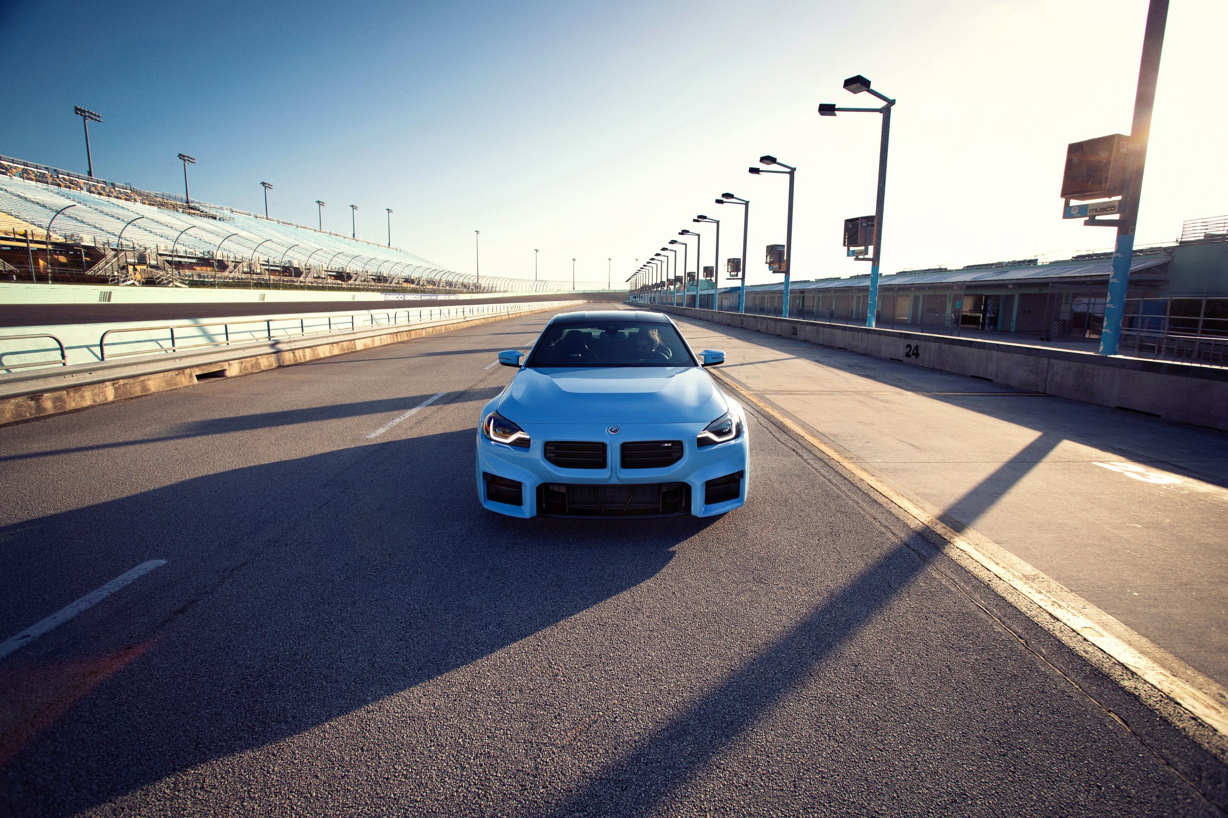 BMW M2 photographed at Homestead Miami Speedway for a commercial automotive photography