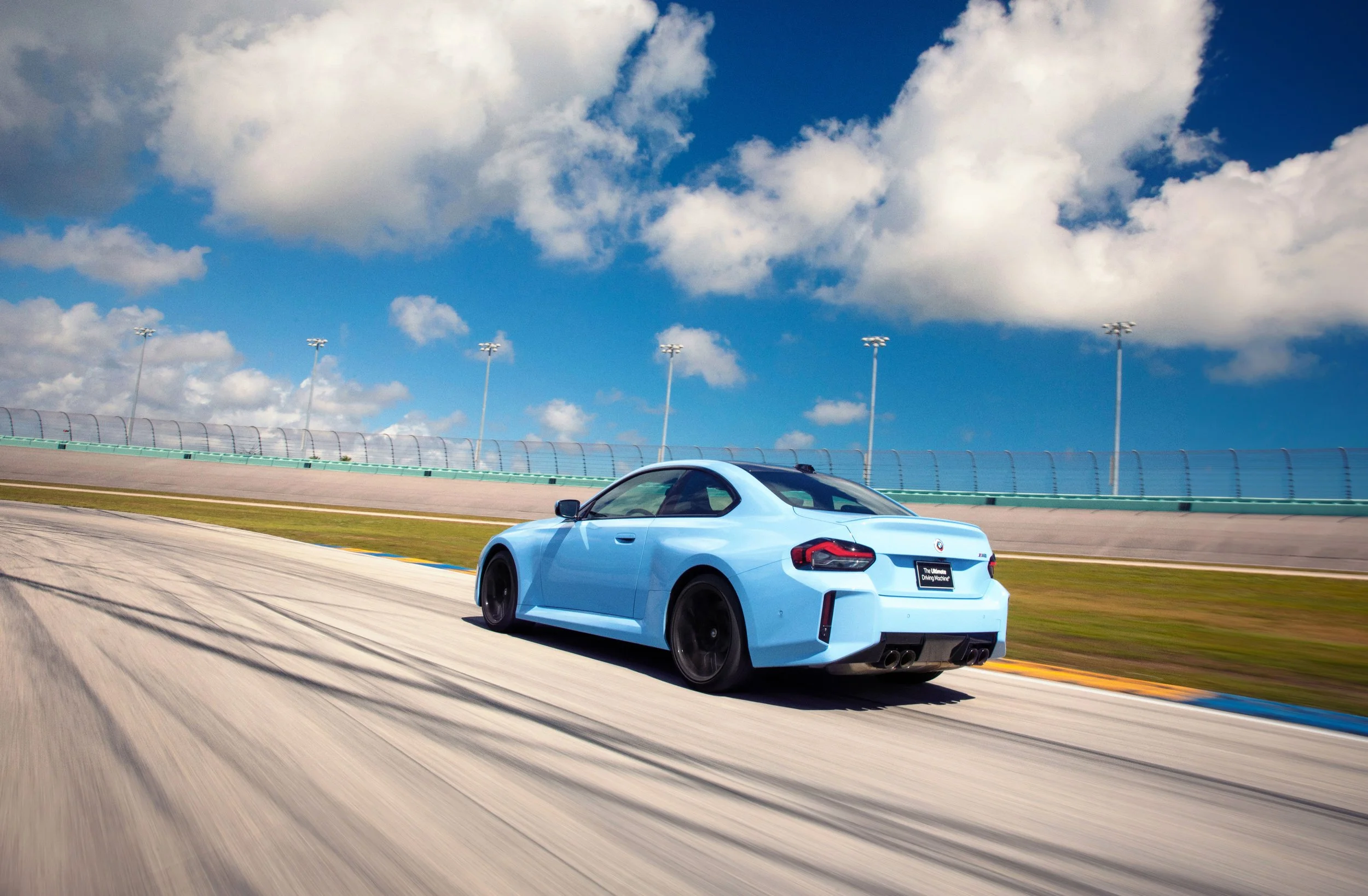 BMW M2 commercial automotive photography captured on track at Homestead Miami Speedway