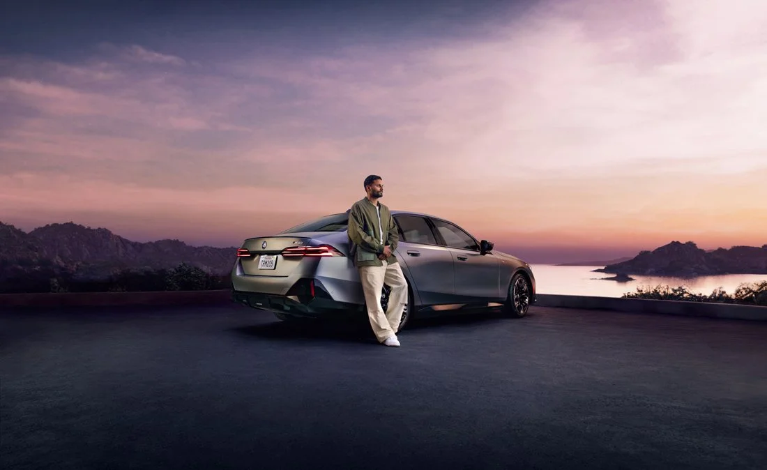 BMW campaign featuring Jay Shetty, photographed by David Masemore with VFX integration, combining cinematic motion and integrated stills for commercial automotive campaigns.