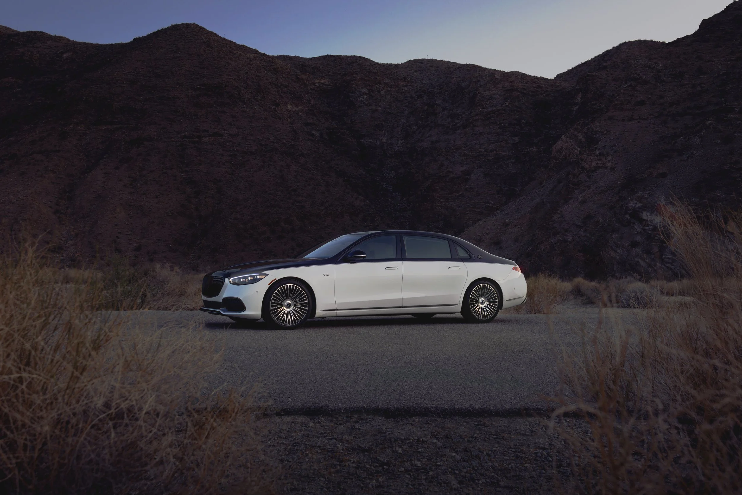 Mercedes-Maybach luxury campaign photography emphasizing the vehicle's distinctive design and presence