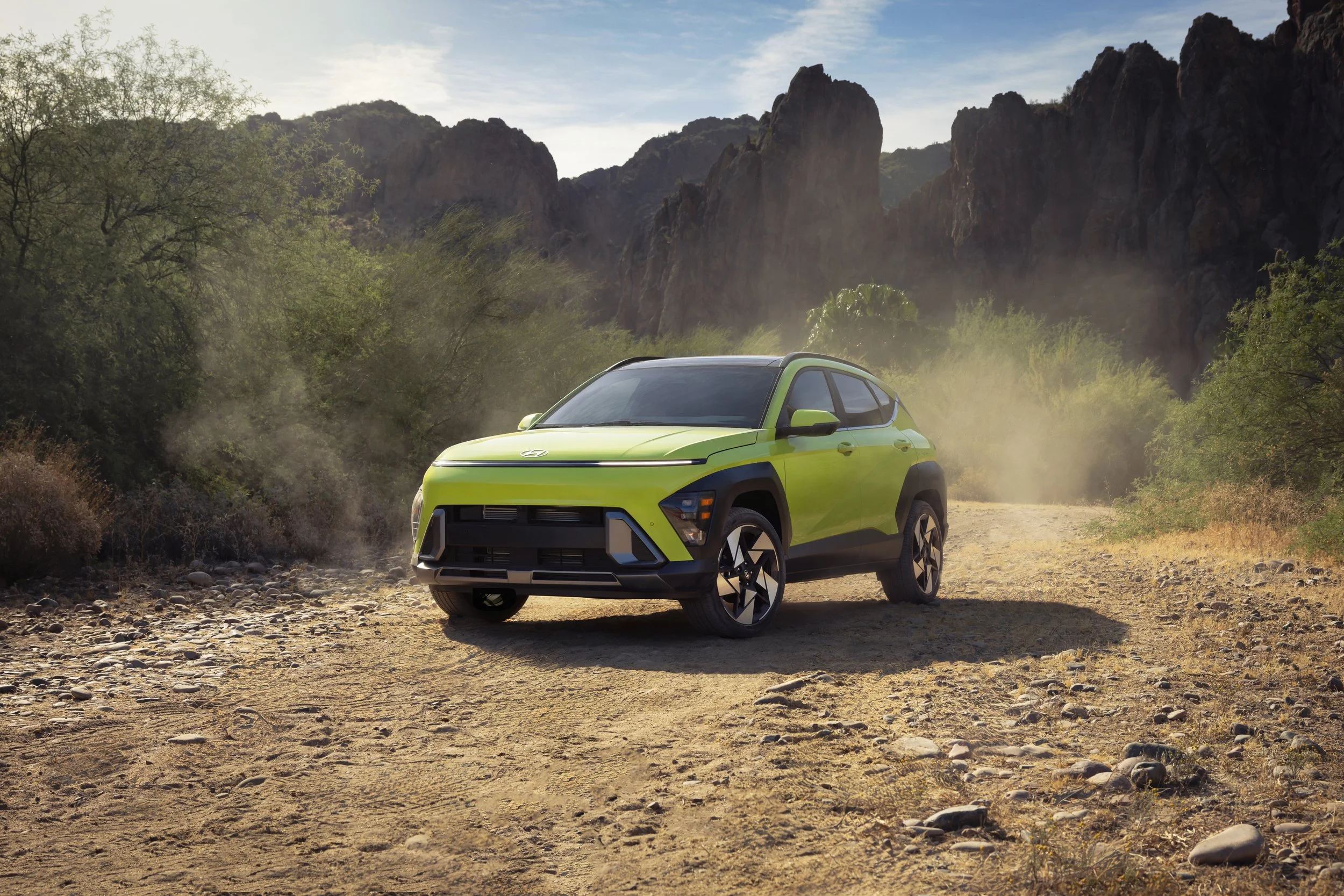 Hyundai KONA commercial automotive campaign photographed driving in desert landscape
