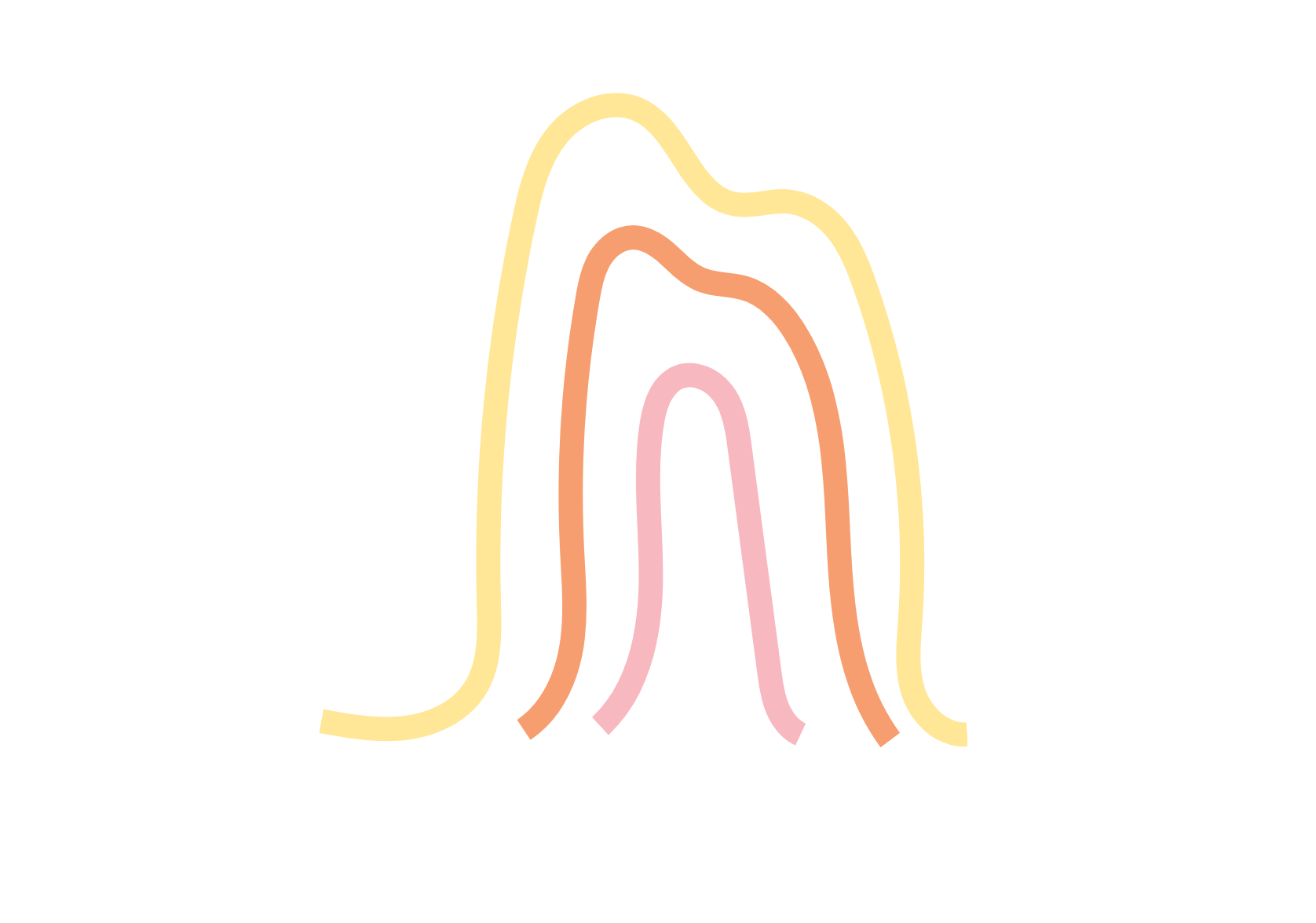 Colorful neon line art illustration of a cupcake with three layers, topped with a cherry, on a black background.