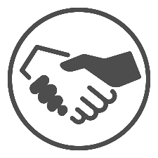 Icon of a handshake inside a circle
