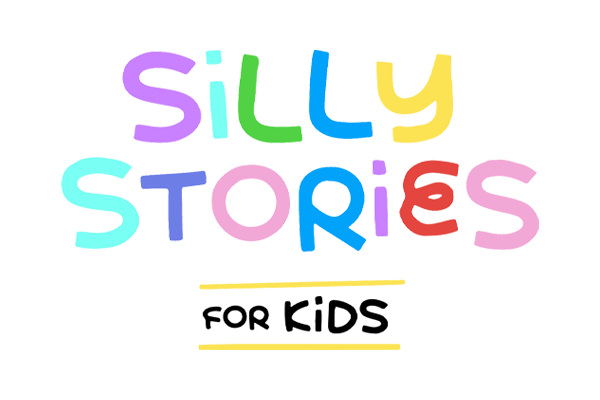Colorful text spelling 'SILLY STORIES' in rainbow colors on a white background.
