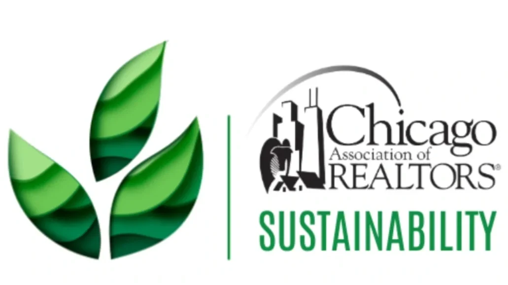 Logo of the Chicago Association of Realtors (CAR) with green leaves and the word 'SUSTAINABILITY'.