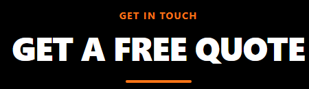 Text-based advertisement with the message 'Get a Free Quote' in bold white letters, orange header 'Get in Touch', and a black background.