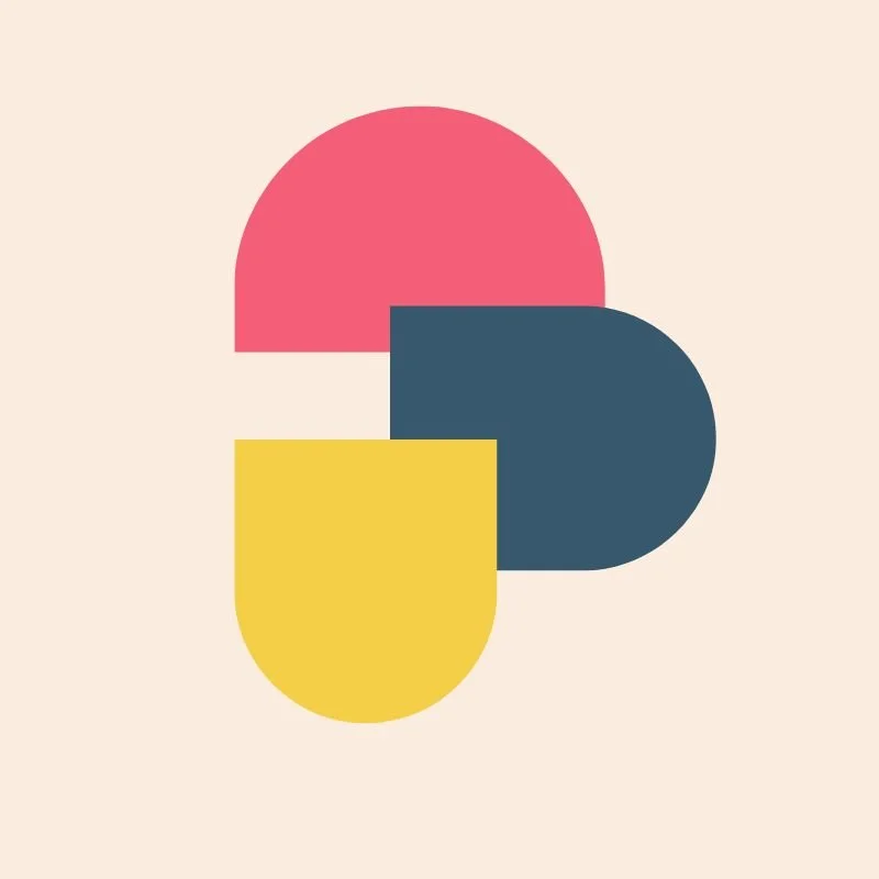 The Career Change Consultancy logo - Abstract shapes including a pink semi-circle, a blue rounded rectangle, a yellow rounded rectangle.