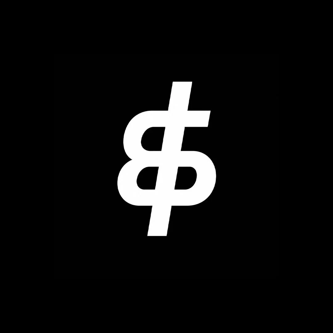 Black square background with a white euro currency symbol combined with a dollar symbol in the center.