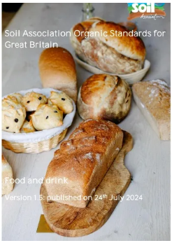 Arrangement of baked bread and baked goods including a loaf of bread, rolls, scones, and cookies on a wooden board and a basket, with a background of a gray surface.