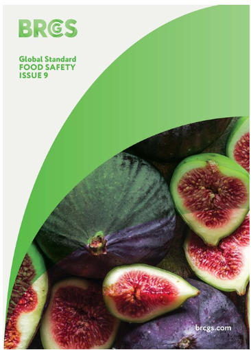 Cover of a magazine featuring figs and a watermelon, with green and white graphics, titled 'BRICS', focusing on global food safety.