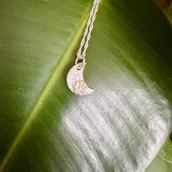 Luna Silver Moon Necklace By Laura Sissons Jewellery Handmade in Devon