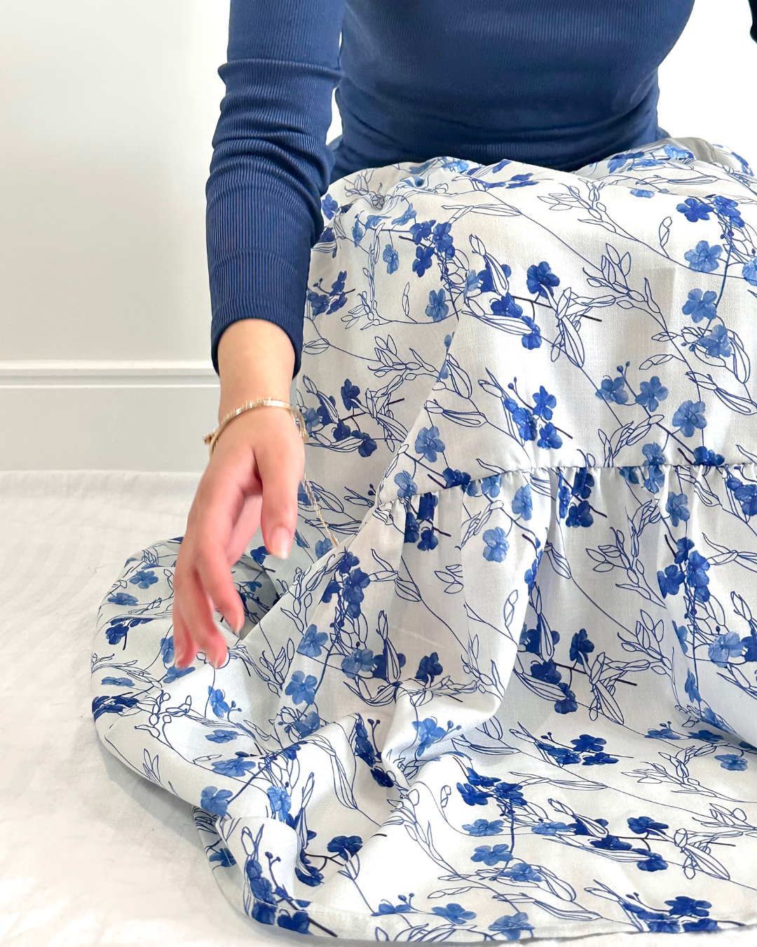 Marian blue floral skirt