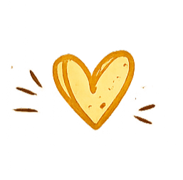 A glowing, illustrated heart shape with golden edges and sparkles around it, against a black background.
