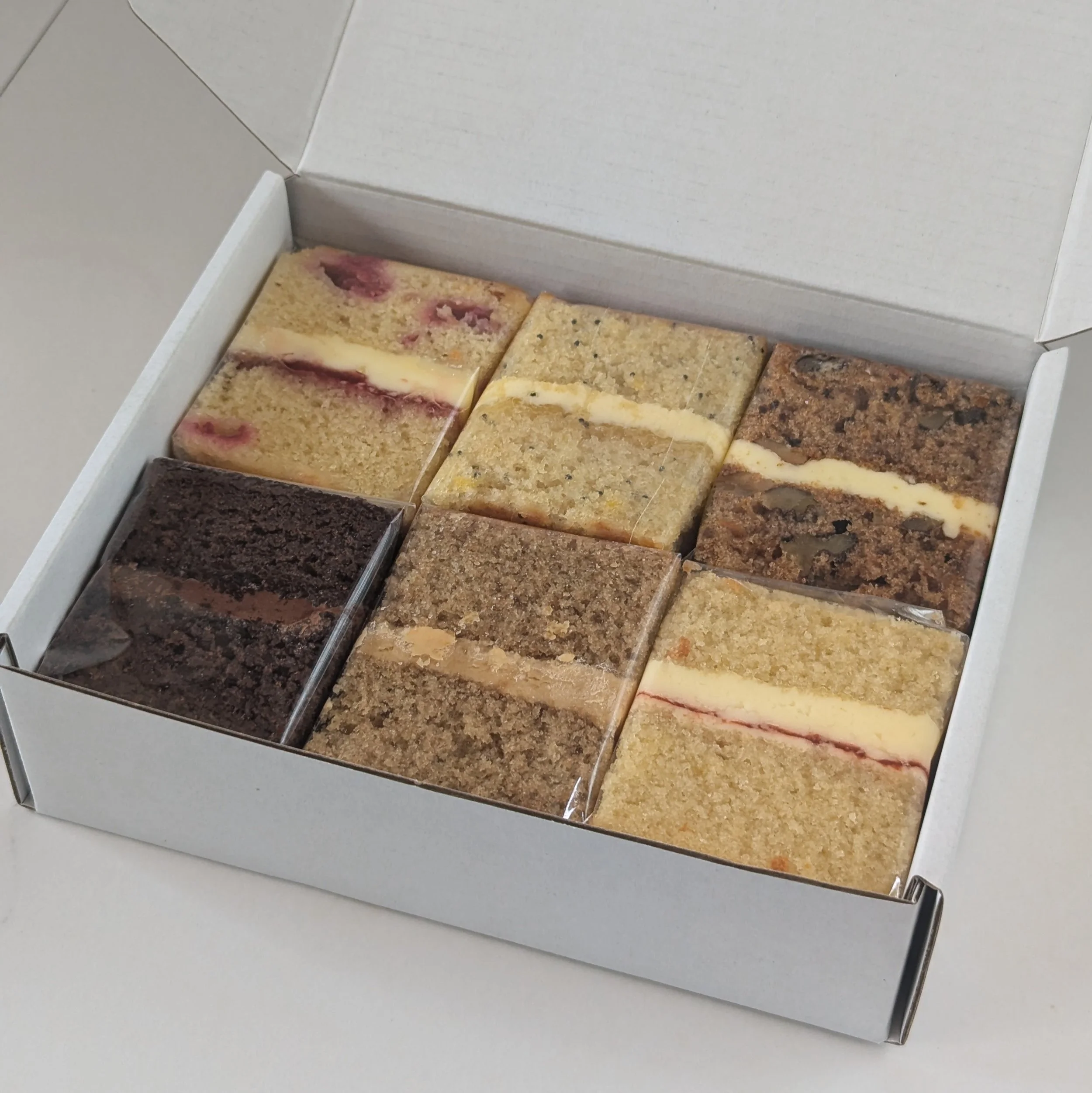 My delicious cake sample boxes which are posted to your door.