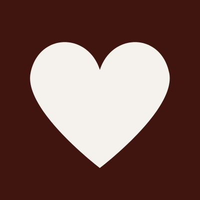 White heart shape on a dark red background.