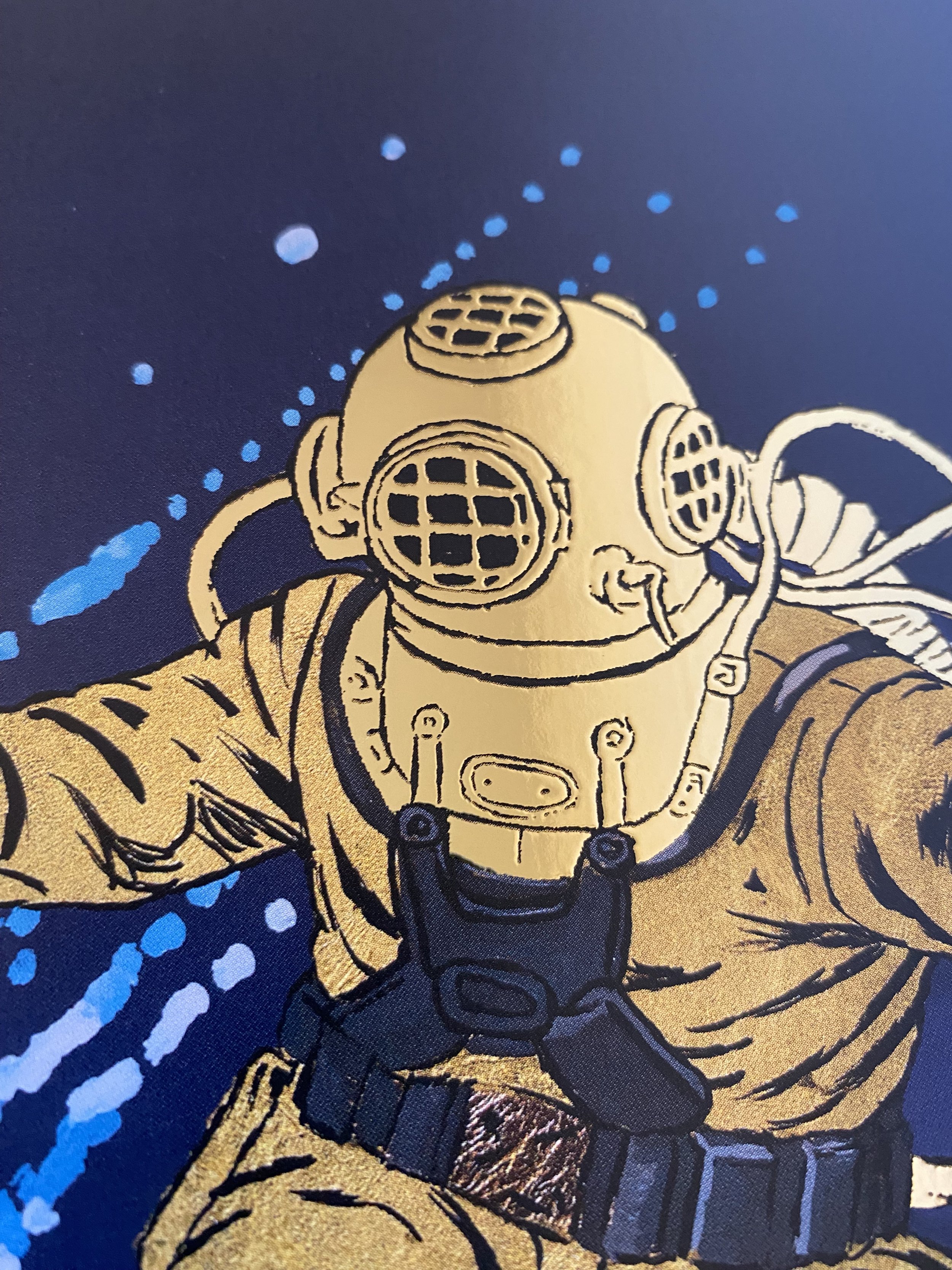 Surfing the Deep Print - Close Up Diving Helmet .jpeg