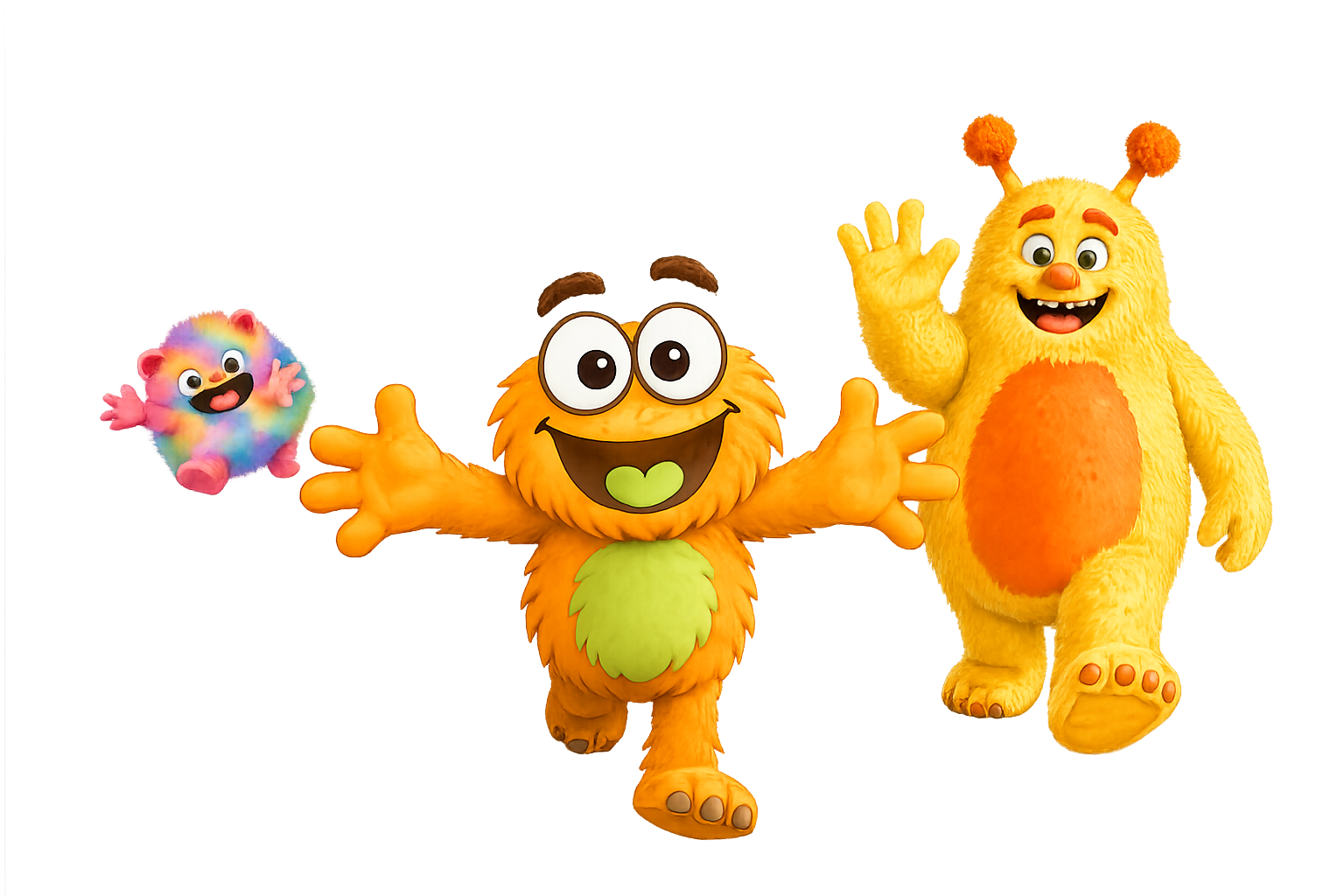 Bubu, Awu and Inky welcoming children back to continue the Little Mandarin Spark adventure.