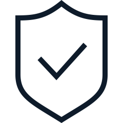Outline of a shield with a checkmark inside