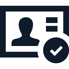Icon of a person ID badge with a checkmark