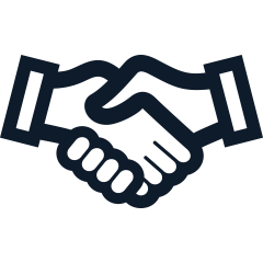 Icon of two hands shaking in agreement