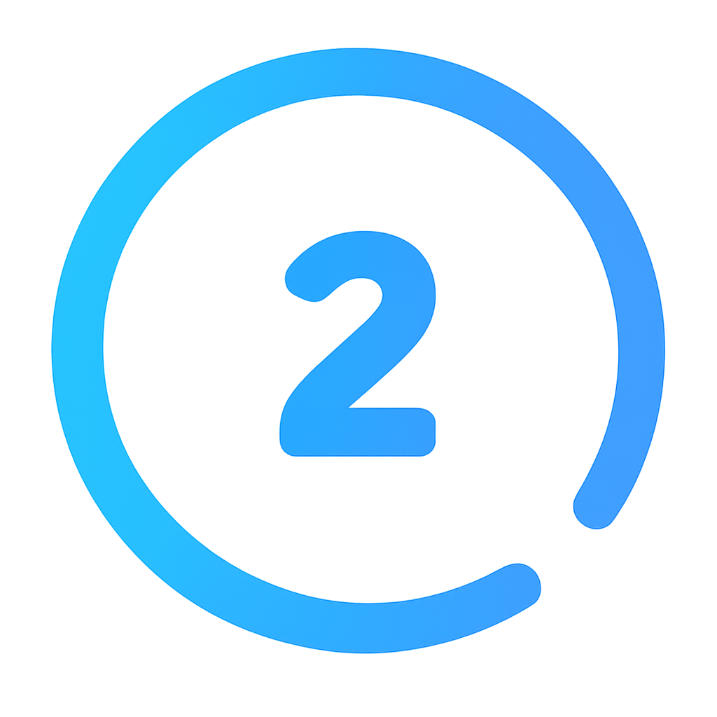 Blue circular icon with the number 2 in the center