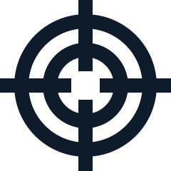 A black targeting or crosshair symbol on a white background.