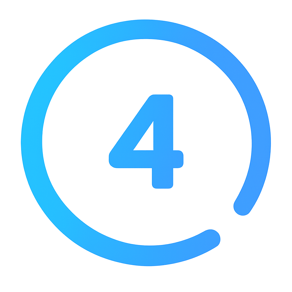 Blue speech bubble with the number 4 inside.