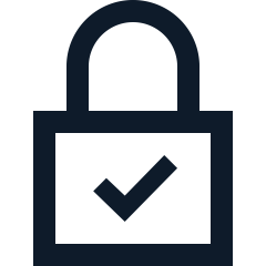 A padlock icon with a checkmark inside, symbolizing security or verification.