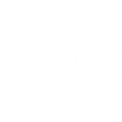 Simple white gear icon on a black background