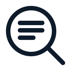 Magnifying glass over a document or text.