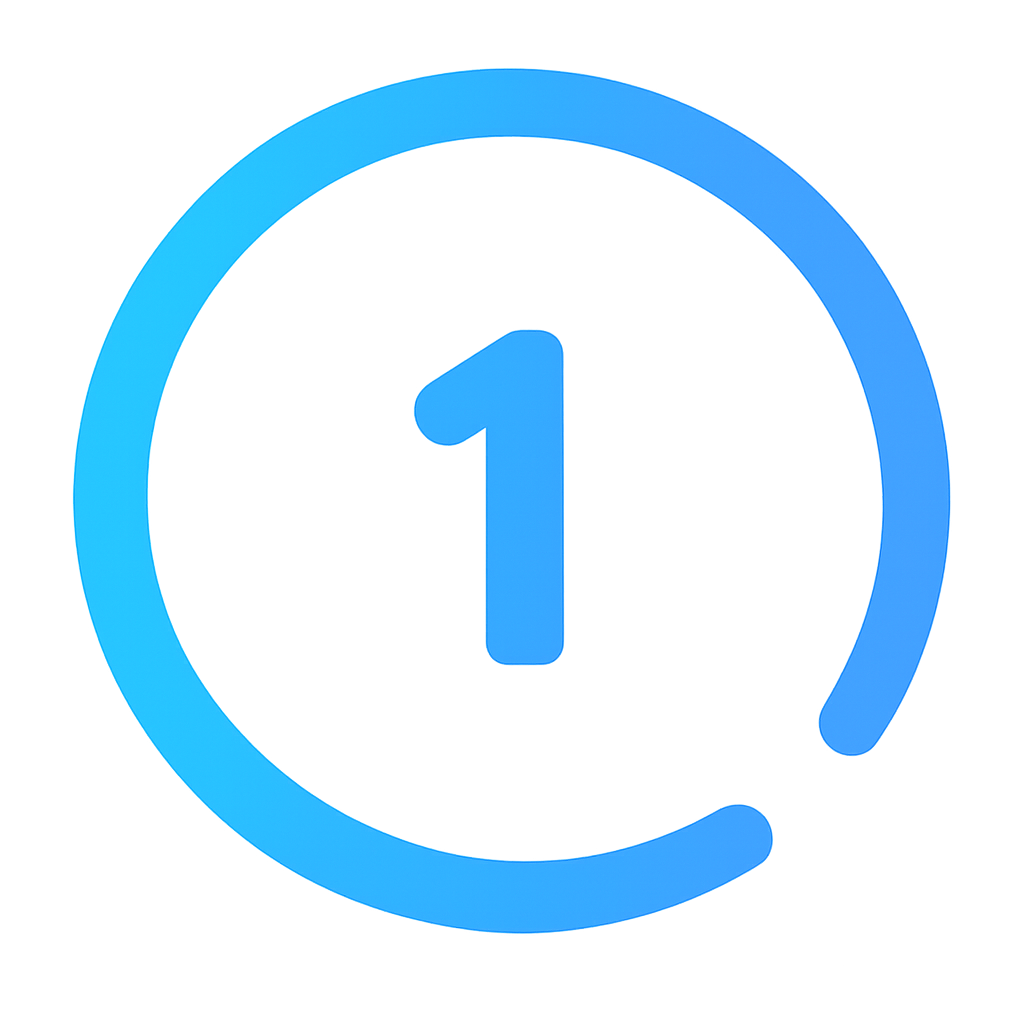 Blue circular icon with a number 1 inside
