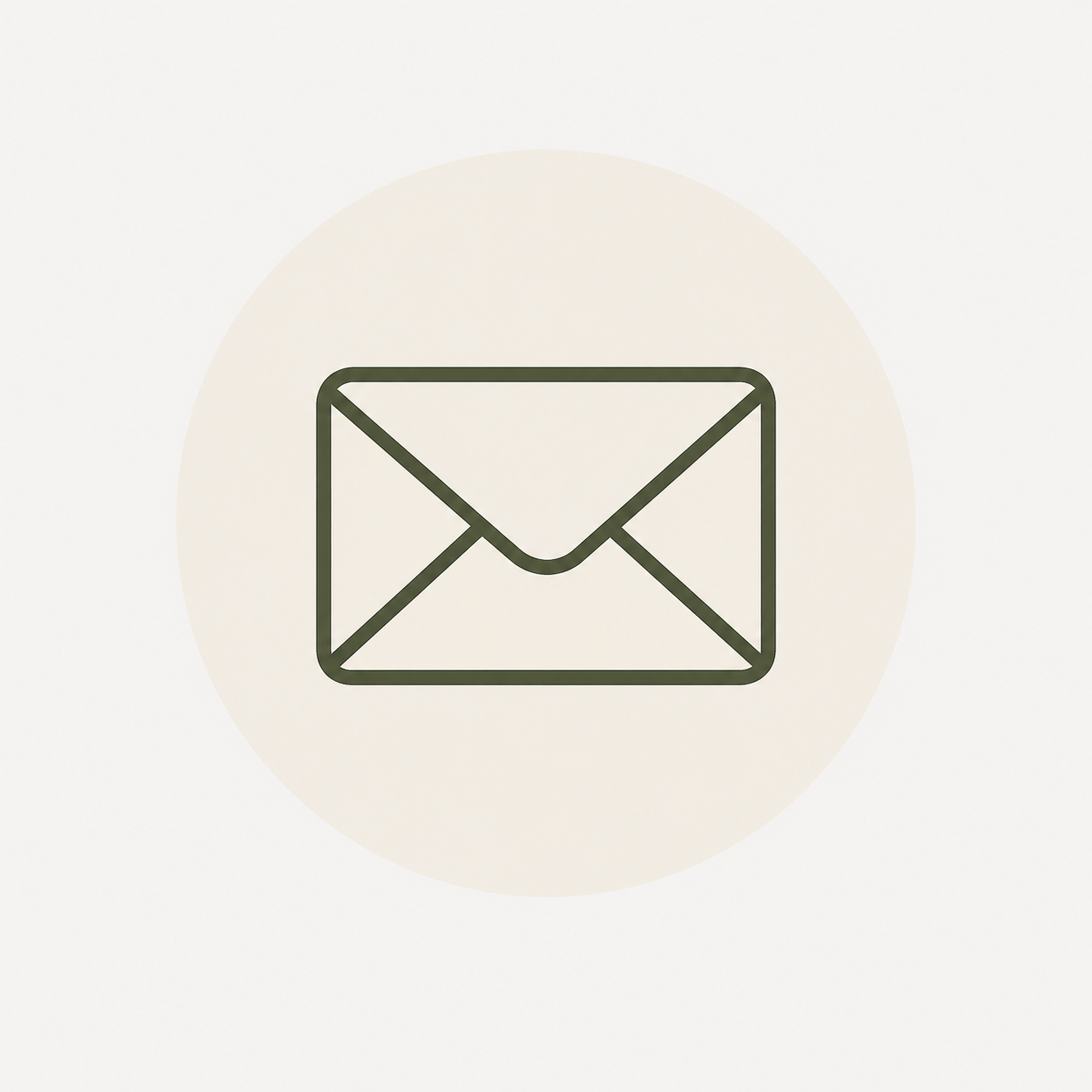 Line drawing of an envelope icon centered within a light-colored circle on a white background.