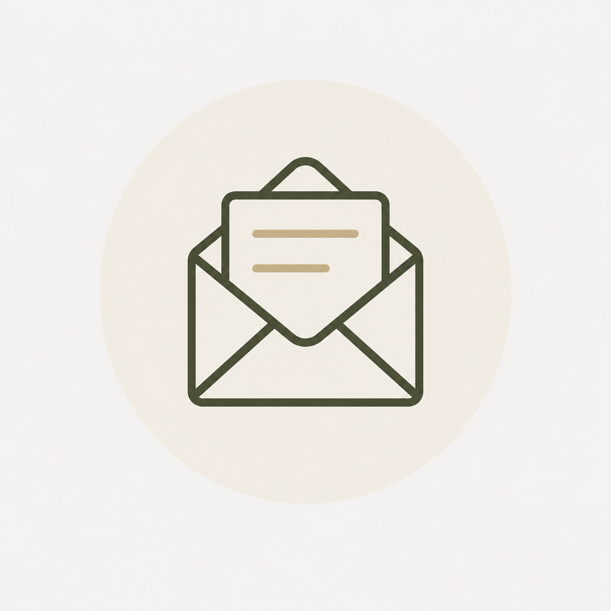 Outline icon of an open envelope with a letter inside.