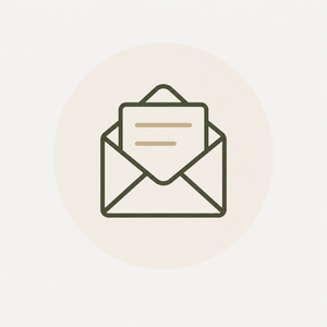 Outline of an open envelope with a letter inside