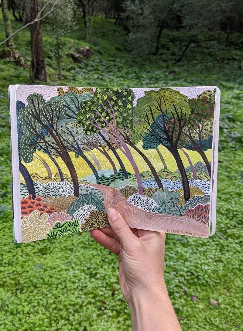"Parque Monsanto" sketch watercolour and gouache 2020