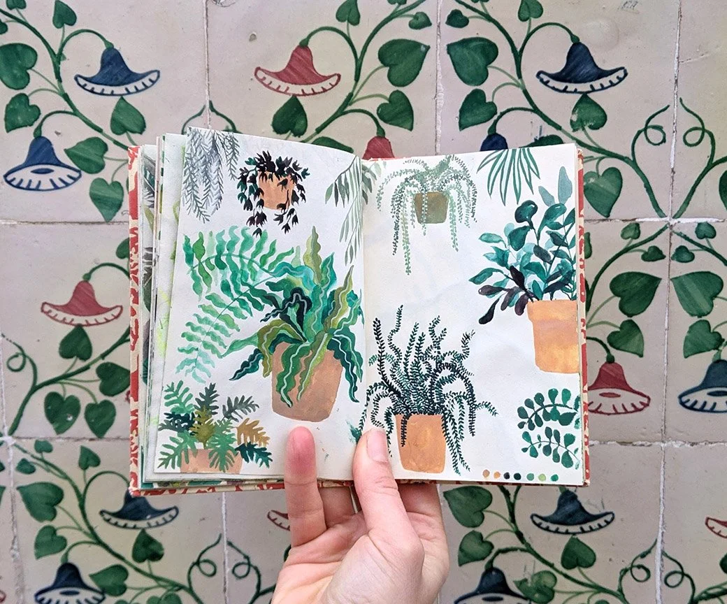"Potted Plants" sketch watercolour and gouache 2020