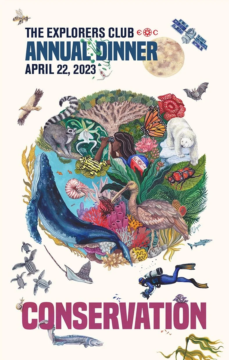 Poster and program illustration for The Explorers Club Annual Dinner 