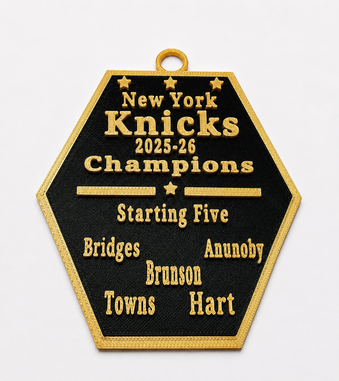Knicks "Starting Five" Champions Ornament - Black & Gold Trophy Edition